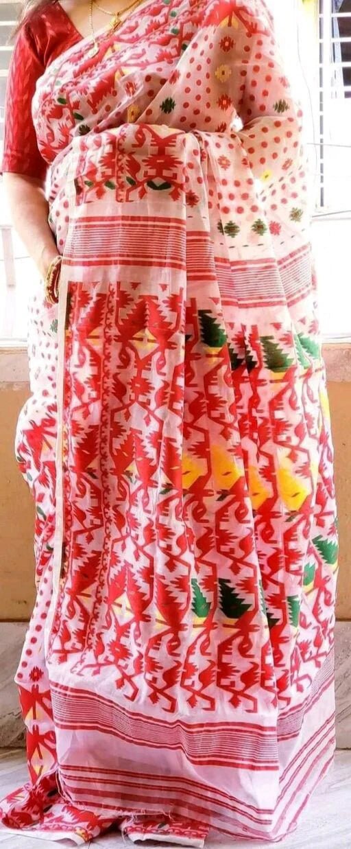 Bodhuboron Dhakai Jamdani Saree Color White