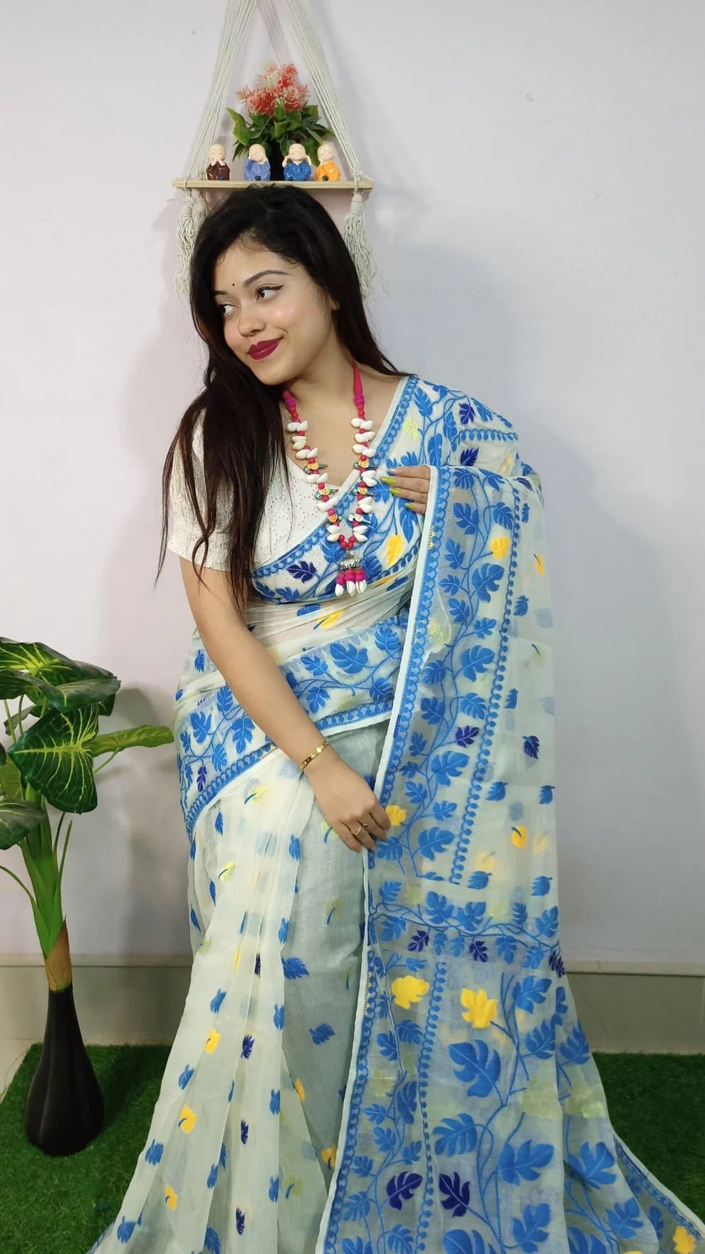 Woven Design Cotton Silk Dhakai Jamdani Saree
